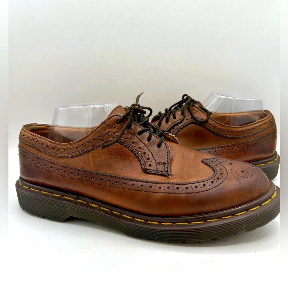 RARE Vtg Dr. Martens 3989 Made in England Wingtip Brown Brogues Oxfords Shoe 90s - Picture 7 of 14